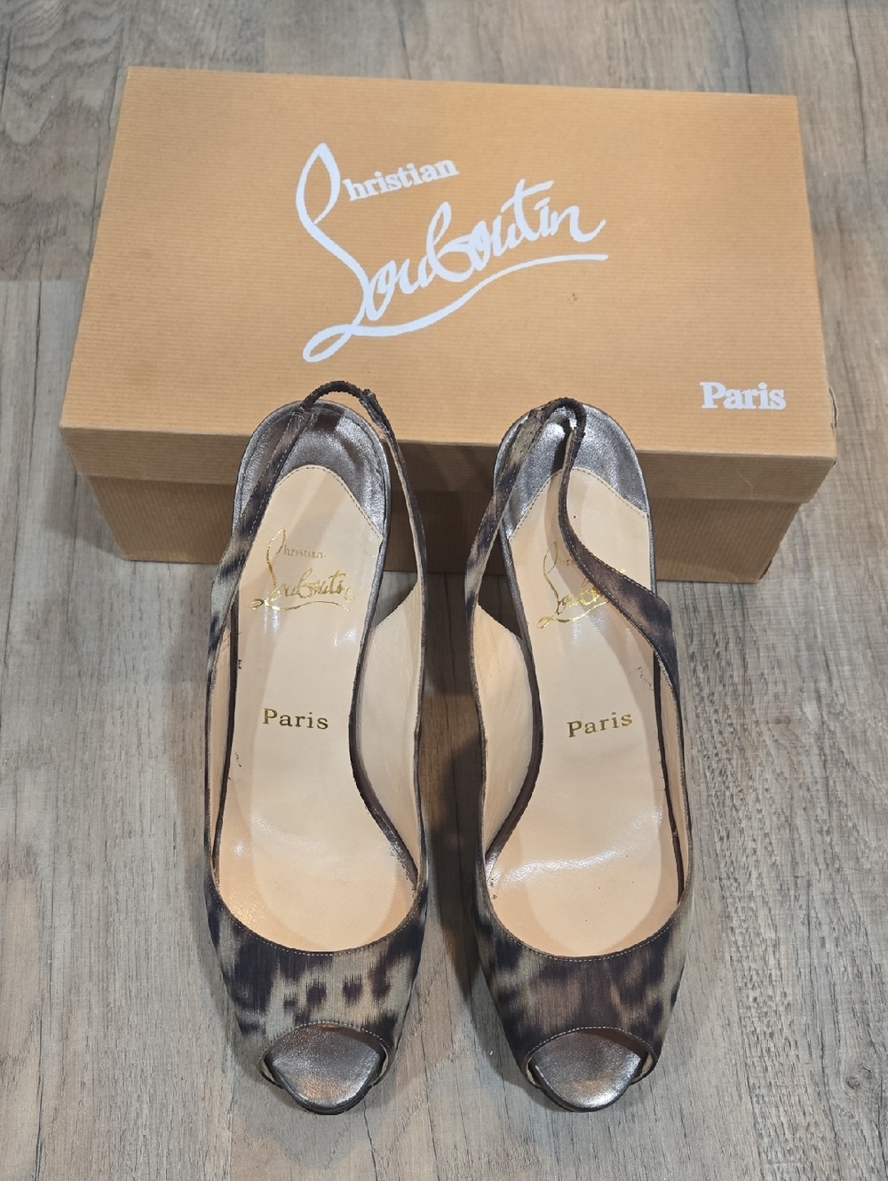 Christian Louboutin Leopard Print Slingback Pumps with Red Sole!! - Picture 7 of 8